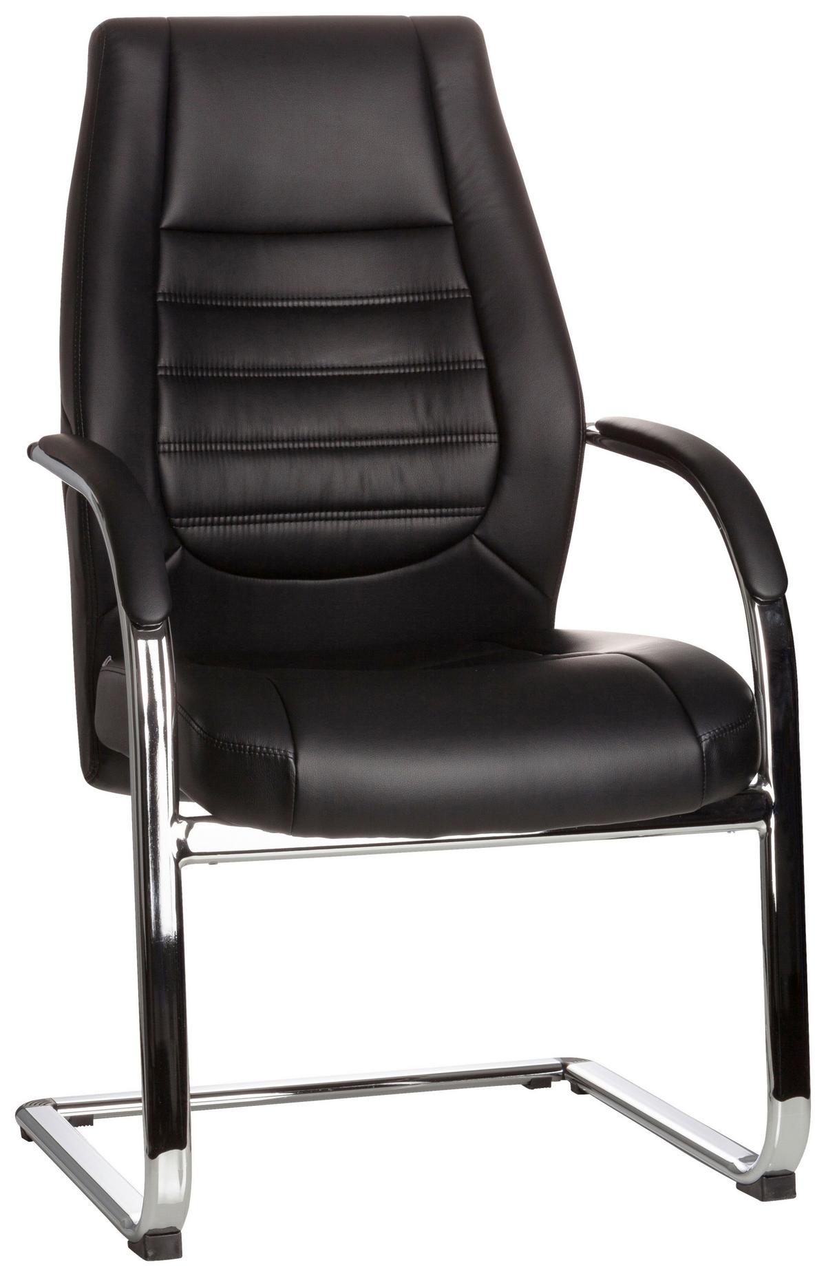 Besucherstuhl Vitoro V Schwarz Bis 150 Kg - Silberfarben/Schwarz, Basics, Textil/Metall (58/107/59cm) - MID.YOU