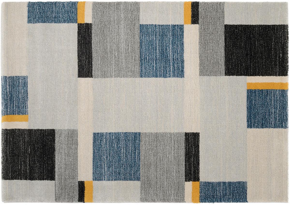 Webteppich Palazzo Bloc - Blau/Gelb, Basics, Textil (140/200cm) - Novel