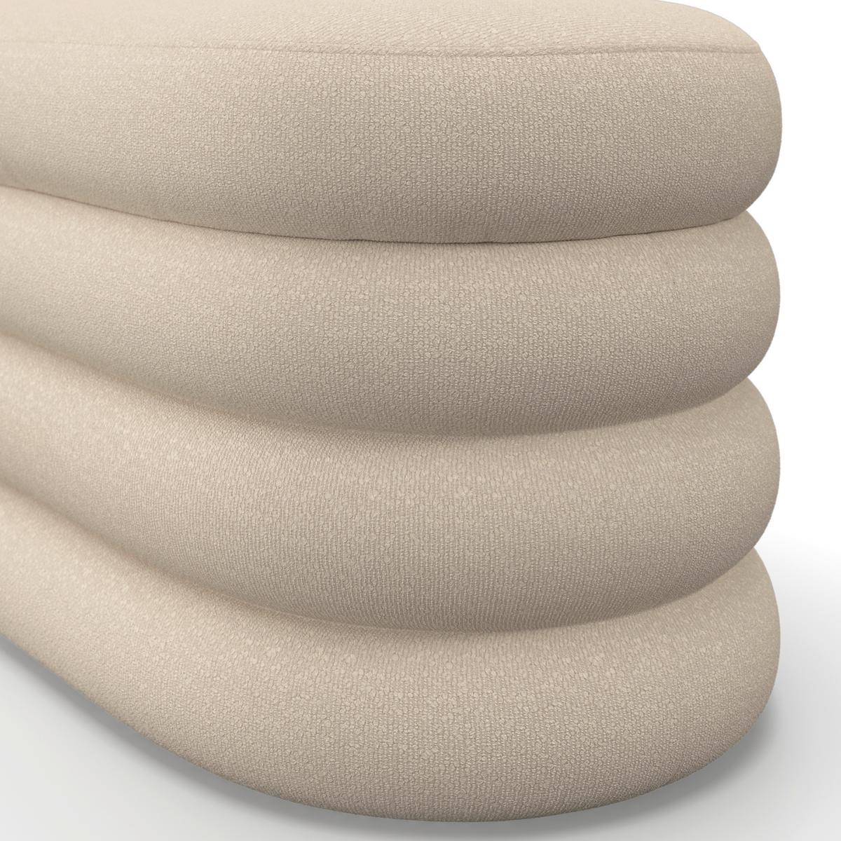 Taburetová lavice LORENA polstrovaná, světle hnědá - hnědá, Moderní, dřevo/textil (110/47/45cm) - Bessagi Home
