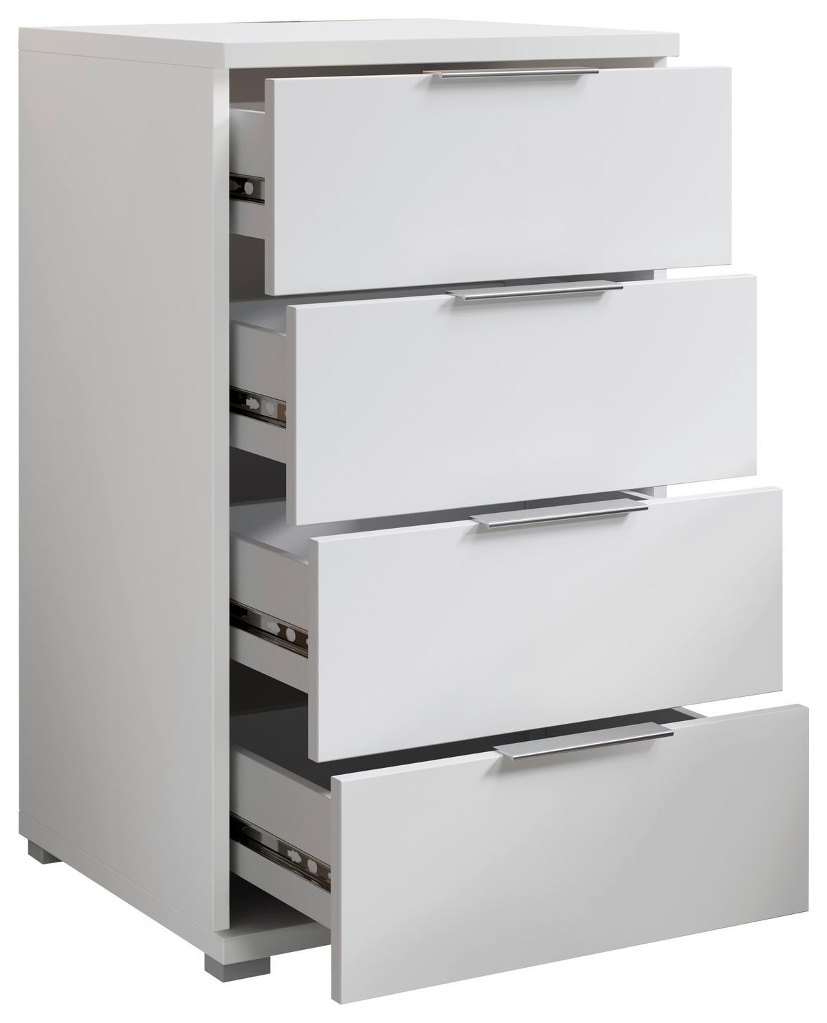 Nachtkästchen Smilla 4l W - Alufarben/Weiß, KONVENTIONELL, Holzwerkstoff (46/79/42cm)