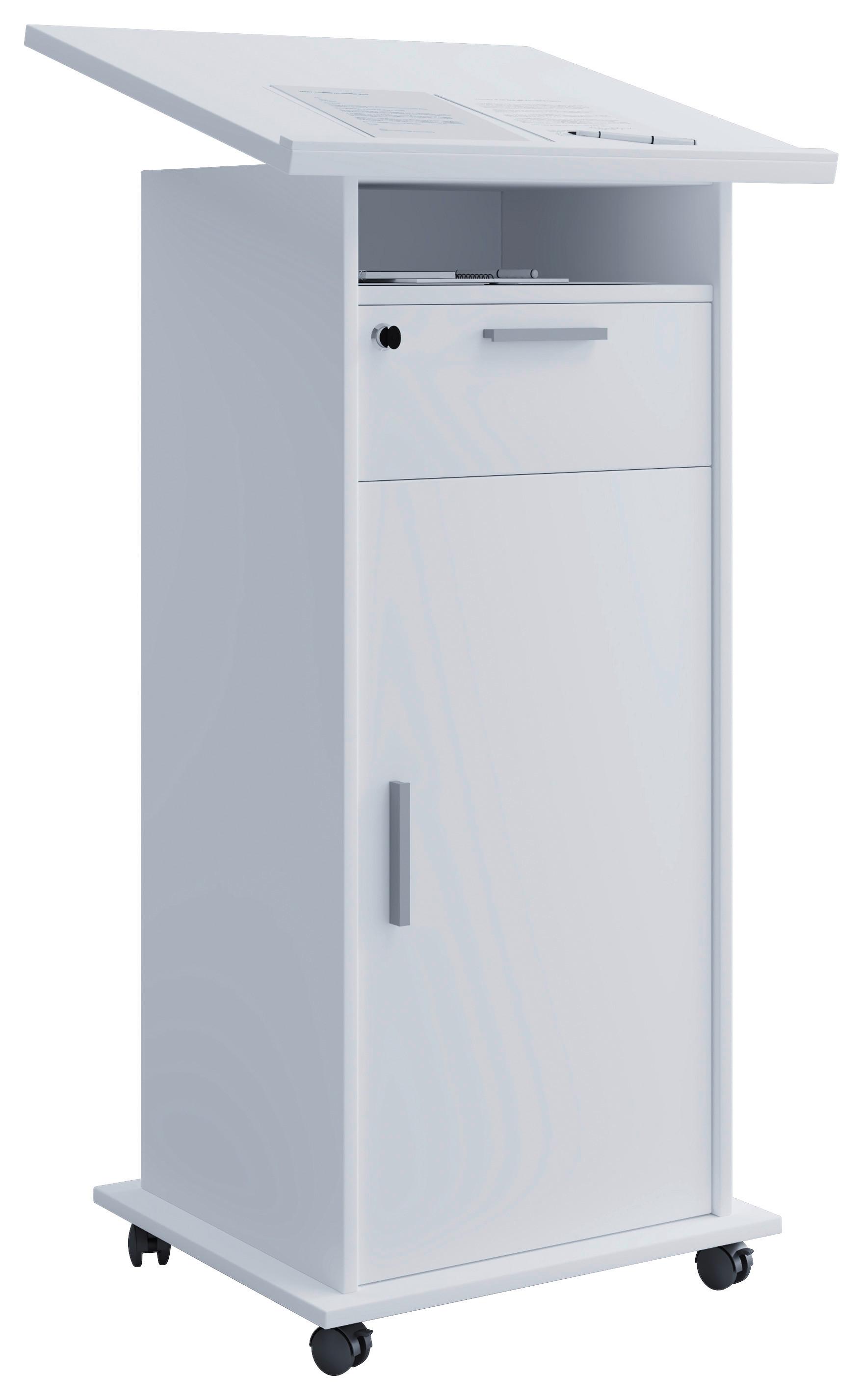 Stehpult Mit Stauraum B: 60 Cm H: 120 Cm Meeta, Weiß