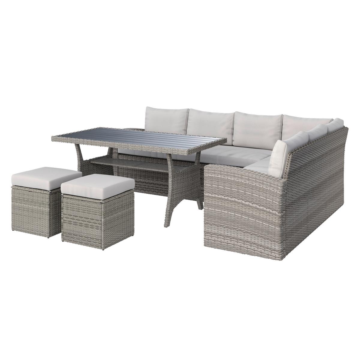 Ratanová zahradní sestava ALEX - šedá, Moderní, textil/plast (179/73/68cm) - Mömax