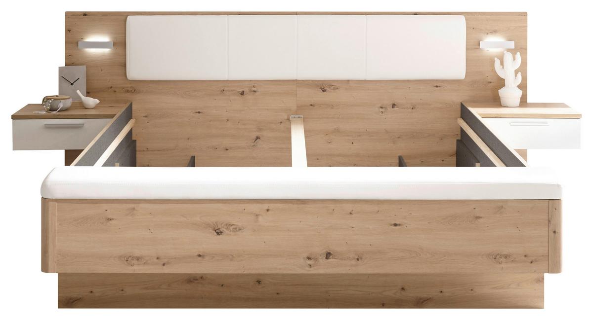 Bett Catania Weiß/eiche Artisan - Schwarz/Weiß, MODERN, Holzwerkstoff/Textil (180/200cm) - Livetastic