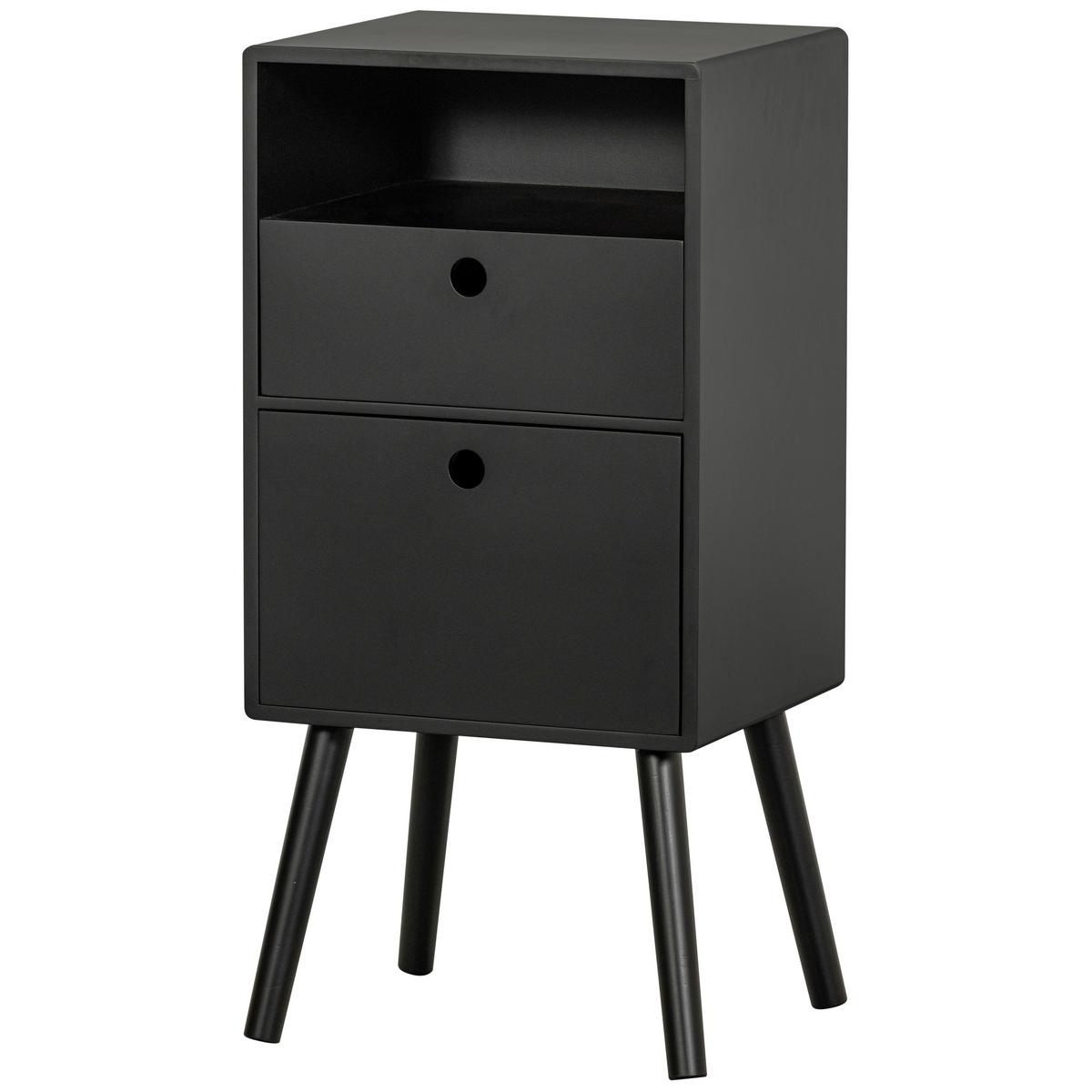 Nachttisch Ozzy, Schwarz B: 36 Cm - Schwarz, Design, Holzwerkstoff (36/30/75cm) - Livetastic