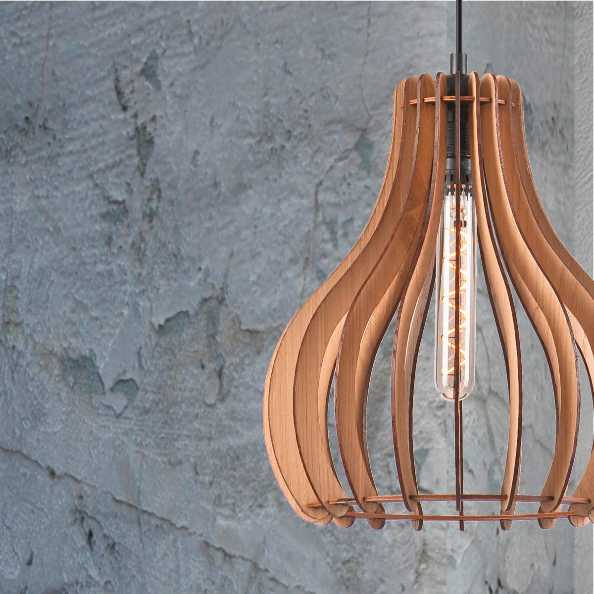 Hängeleuchte Tucci D: 29 cm - Eichefarben/Kernbuche, Natur, Holz (29/120cm)
