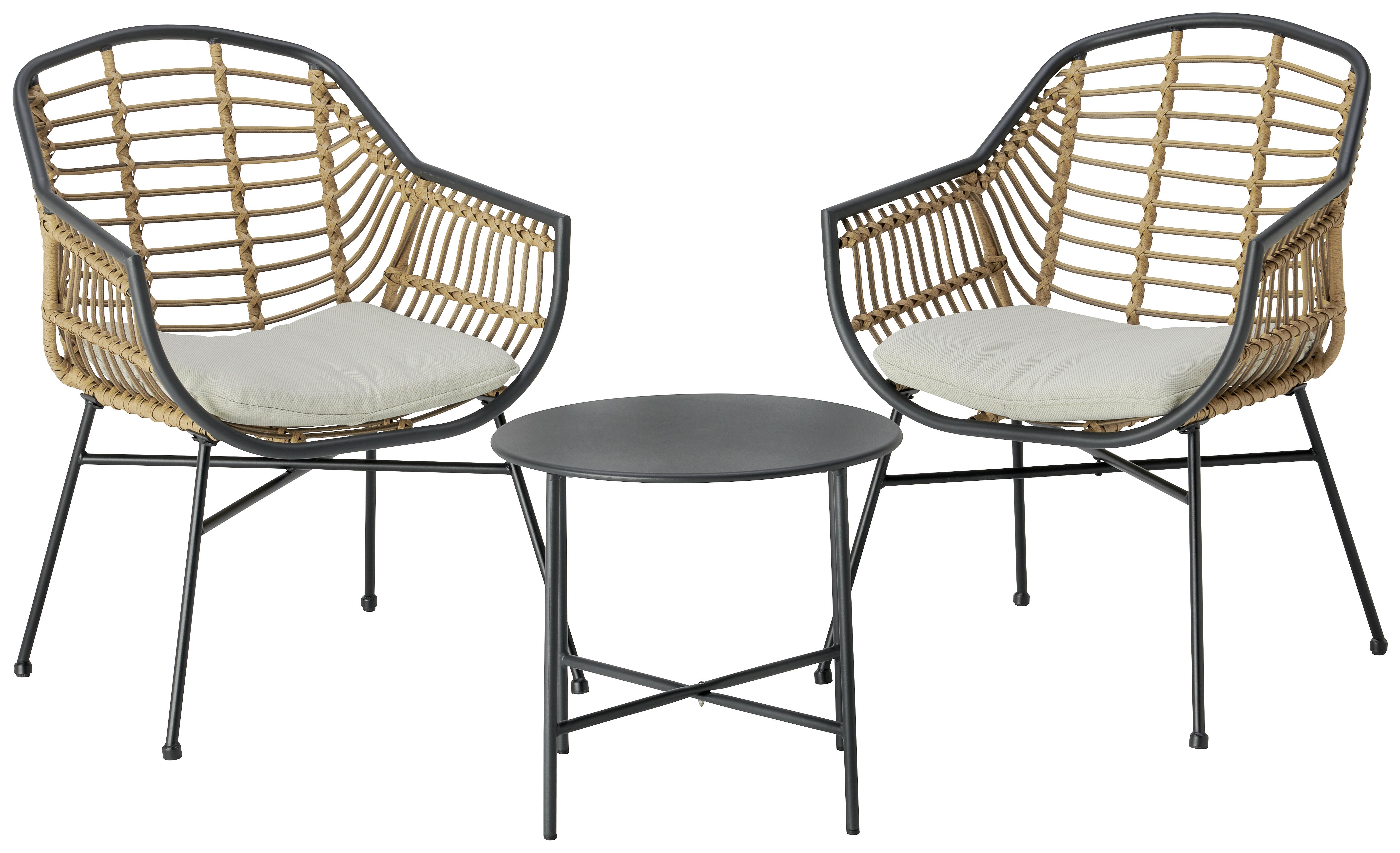 Sada Na Balkon Ricarda - černá/přírodní barvy, Moderní, kov/textil (300/245cm) - Zandiara