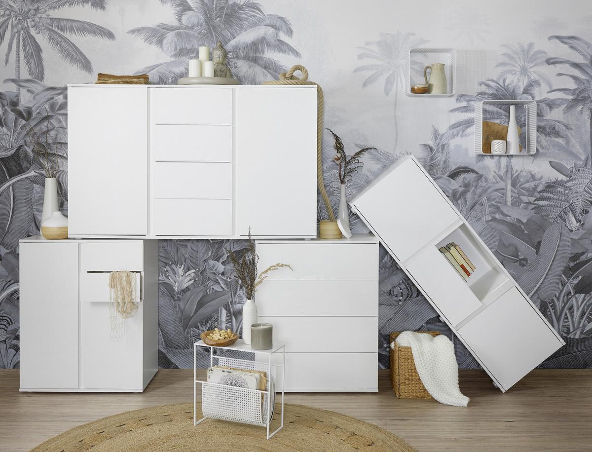 KOMODA BIANCO - sivá, Modern, kompozitné drevo/plast (75/95/43cm) - Mömax
