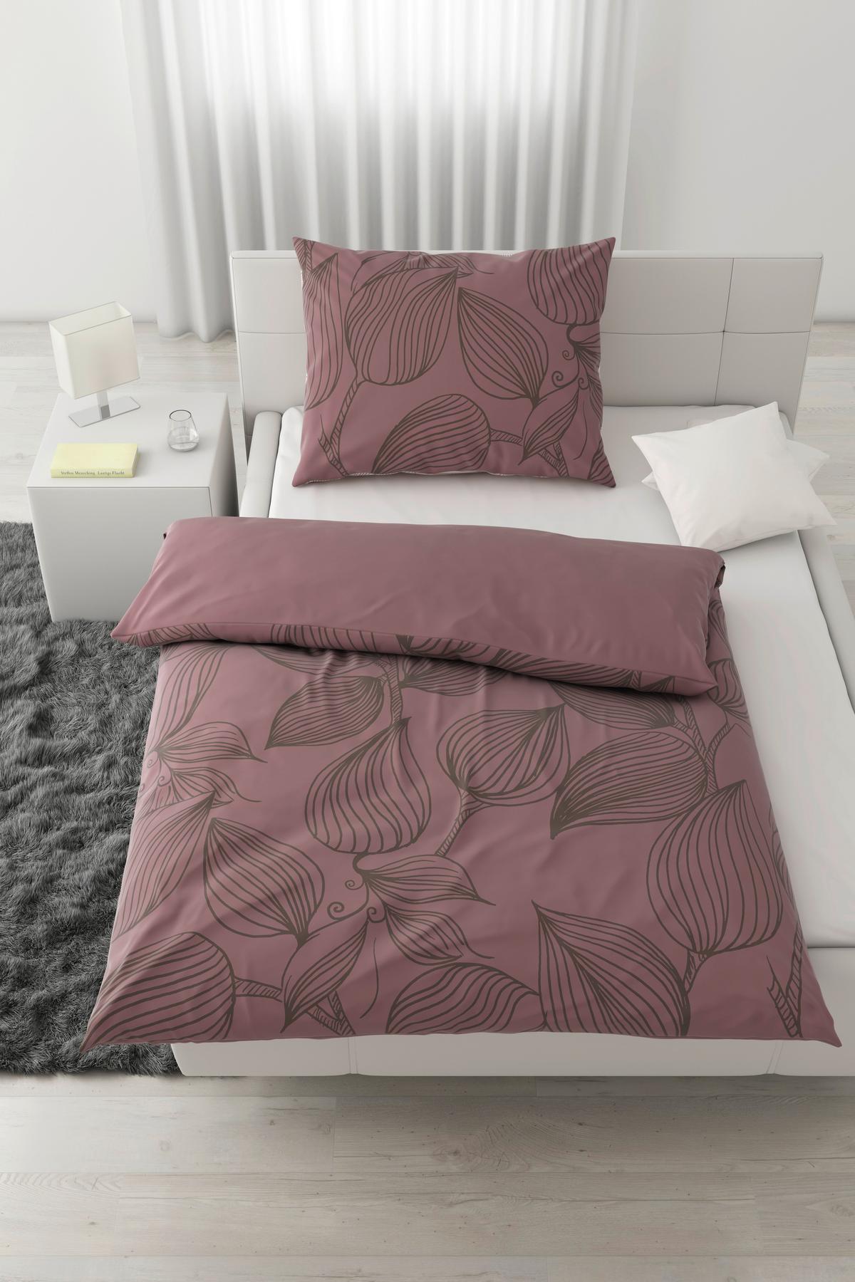 Posteľná bielizeň Green house, 70/90 140/200cm - hnedofialová, textil (140/200cm) - Modern Living