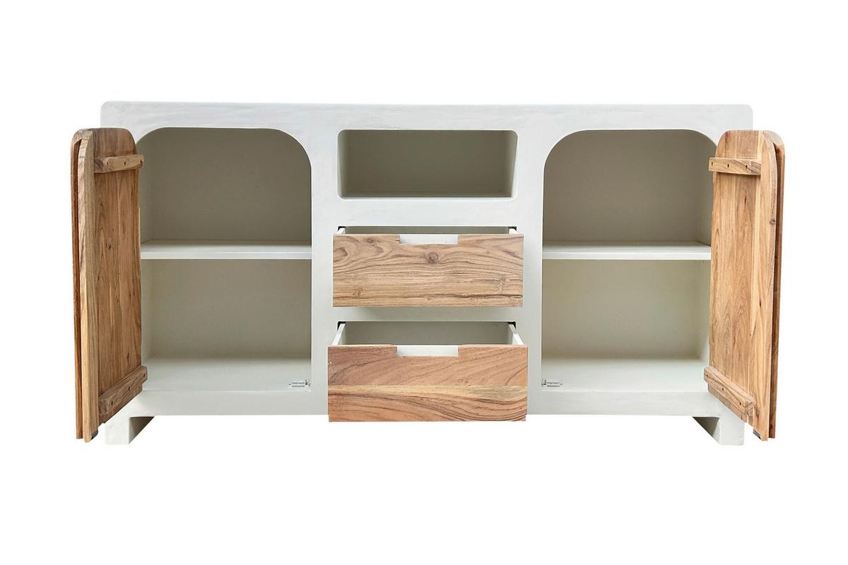 SIDEBOARD Naturfarben/Weiß B: 150cm - Weiß/Naturfarben, Design, Holz/Holzwerkstoff (150/80/40cm) - MID.YOU