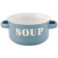 Suppentasse mit Henkel Steinzeug Tivon DxH: 13x7 cm - Blau/Weiß, KONVENTIONELL, Keramik (13/7cm) - James Wood