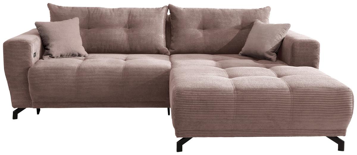 Ecksofa Restato Rosa S: 246/177 Cm - Schwarz/Rosa, MODERN, Holz/Textil (246/177cm) - MID.YOU