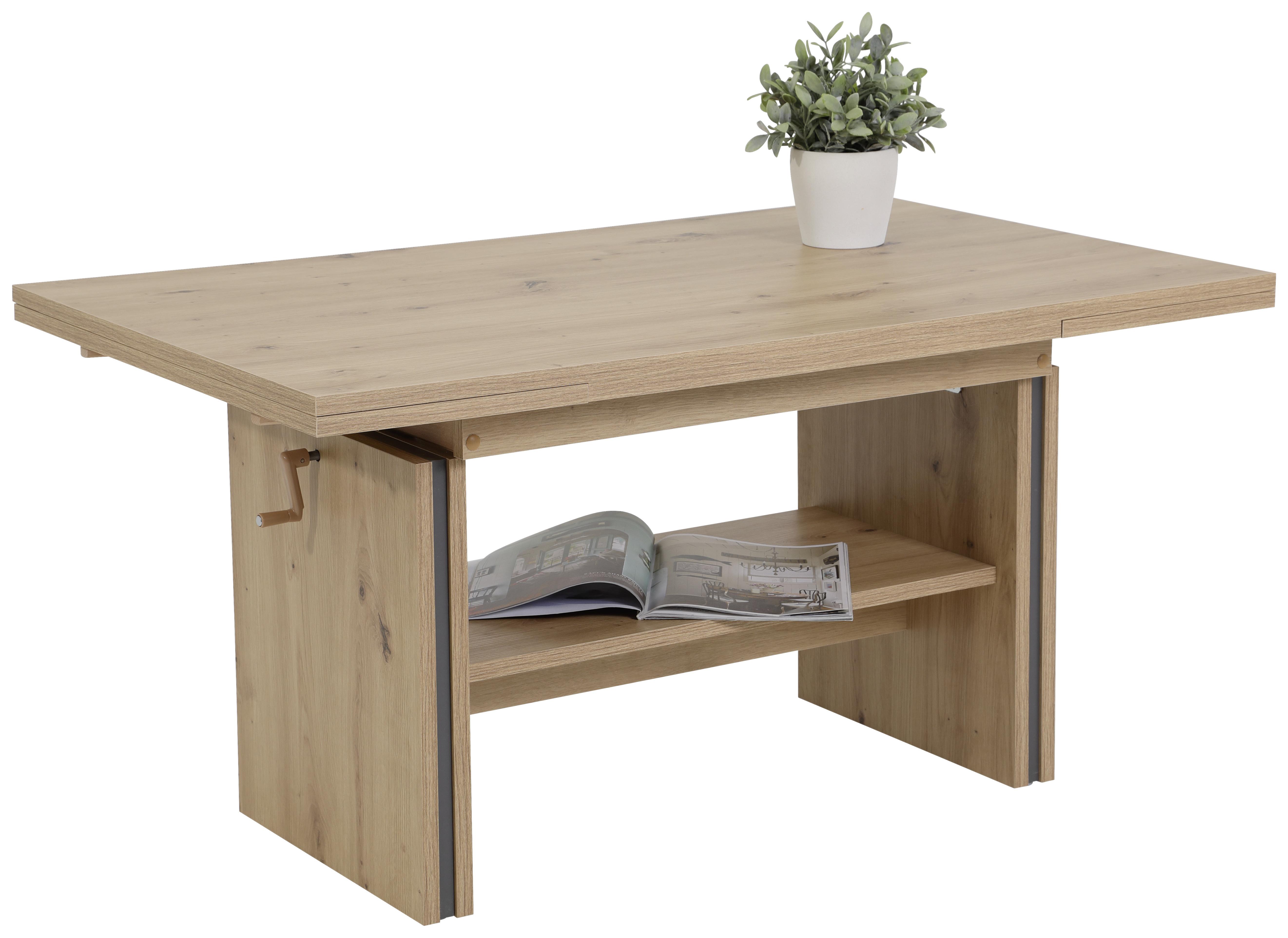 Couchtisch höhenverstellbar + ausziehbar Hilmar, Eiche Dekor - Eichefarben, MODERN, Holzwerkstoff (110-165/67/56-66cm) - MID.YOU