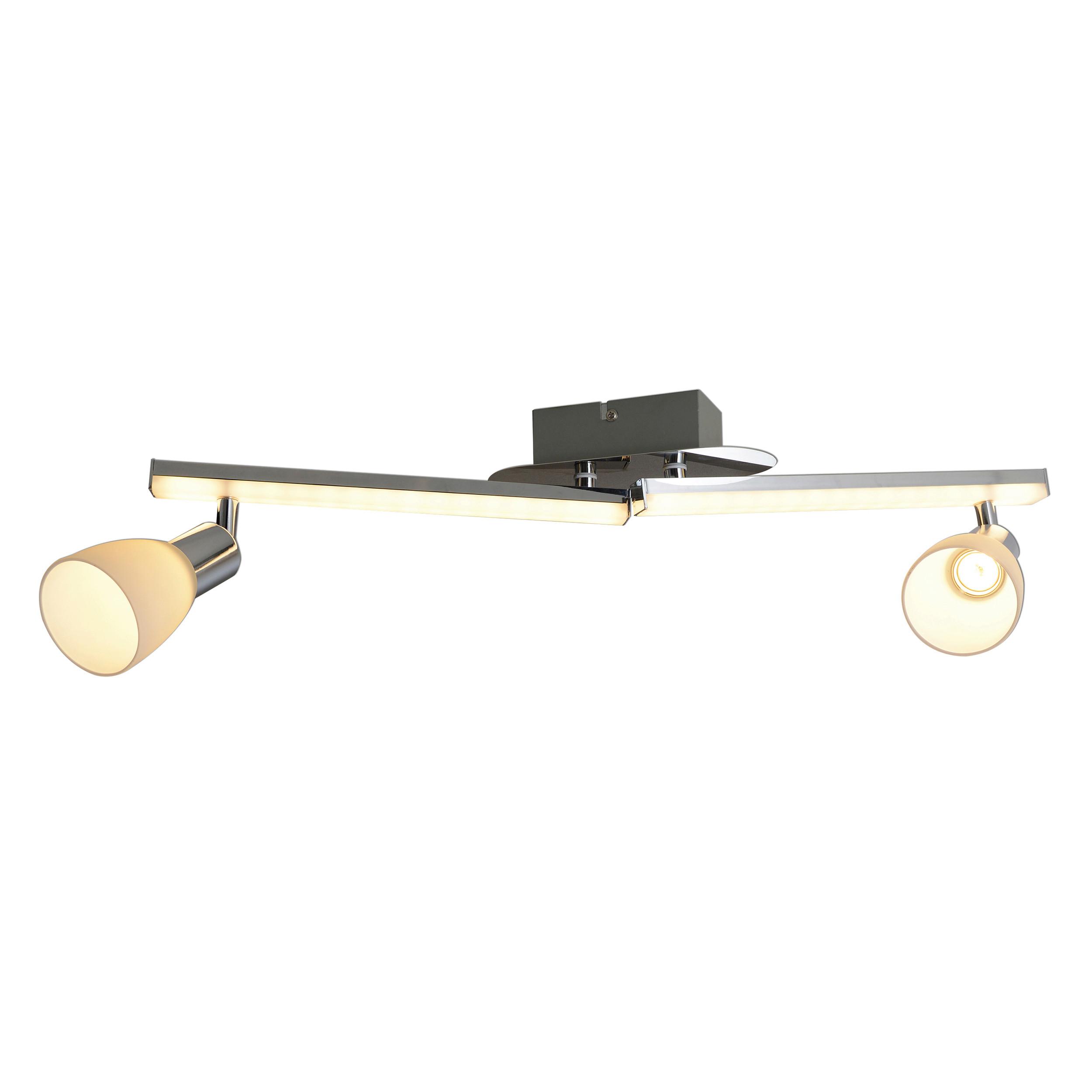 Strahler Ibiza 2-Flammig L: 61 cm - Chromfarben/Opal, Basics, Glas/Kunststoff (61cm) - Näve