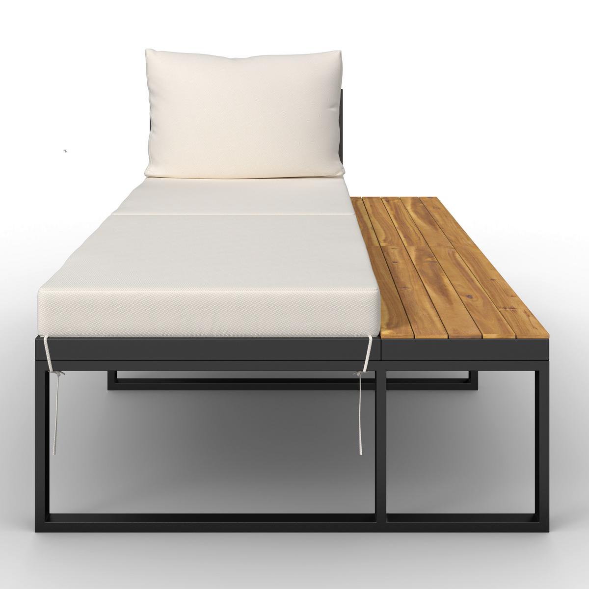 TERASOVÁ SEDACIA SÚPRAVA ADRIANO - čierna/farba akácie, Modern, kov/drevo - Bessagi Garden