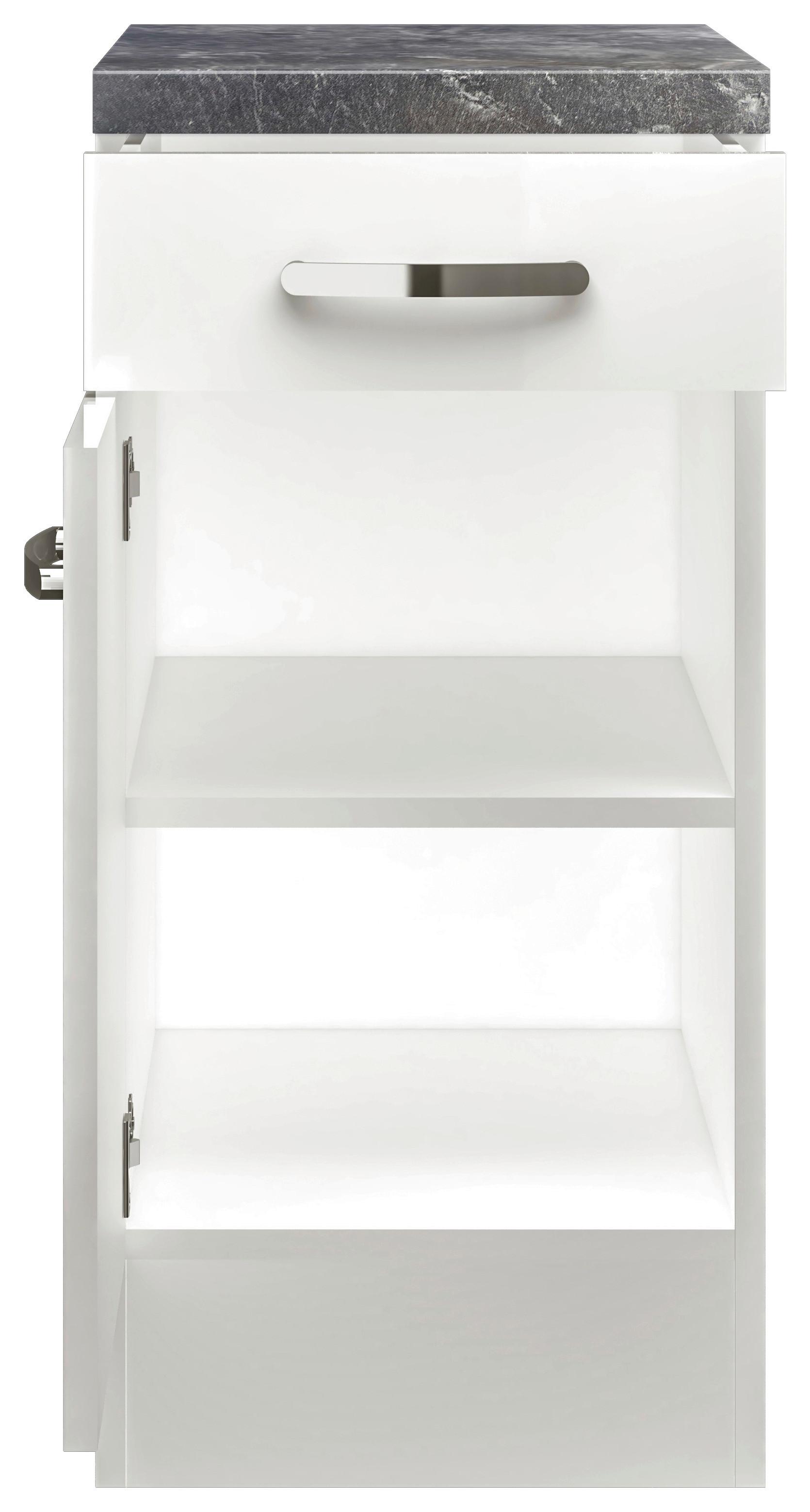 Alsószekrény Alba - magasfényű fehér/fehér, Modern, faalapú anyag (40/86/60cm)