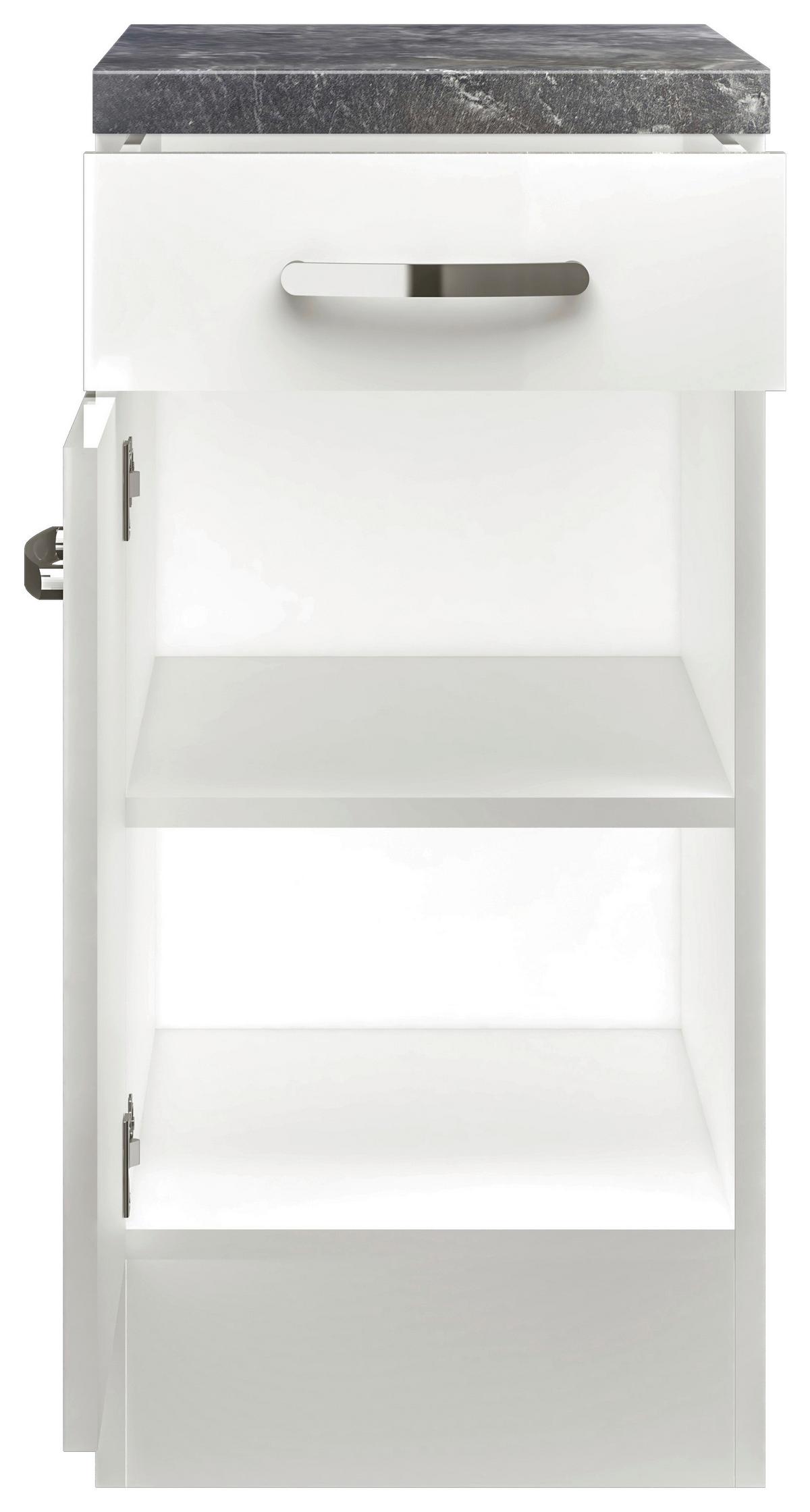 Küchenunterschrank Alba B: 40 Cm Weiß/schiefer Mit Lade - Schieferfarben/Weiß Hochglanz, MODERN, Holzwerkstoff (40/86/60cm)