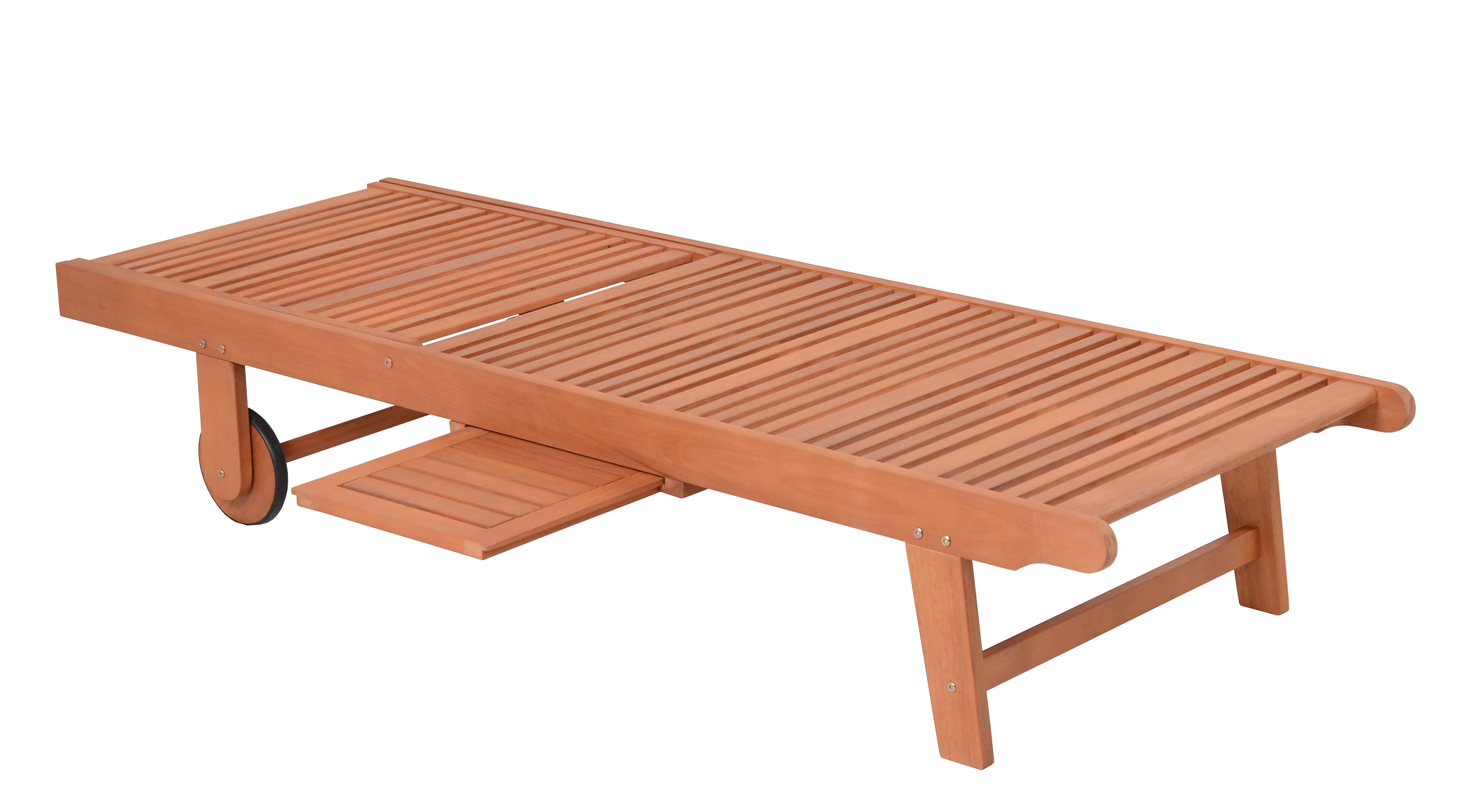 Sonnenliege San Diego Eukalyptusholz,wetterbeständig - Eukalyptusholzfarben/Braun, Basics, Holz/Kunststoff (64/89/183cm) - Gardenson