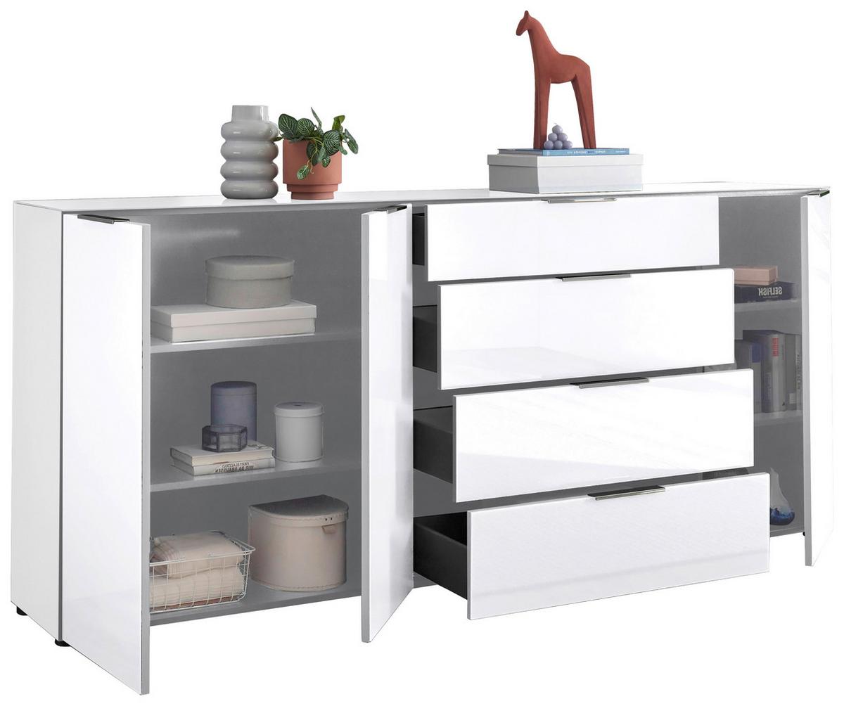 ŠIROKÁ KOMODA SIENA -EXKLUSIV- - čierna/biela, Modern, kov/kompozitné drevo (226/99/40cm) - Mömax
