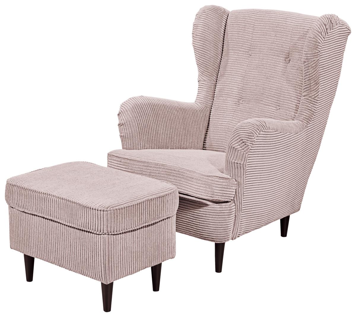 Hocker Oskar Rosa B: 63 Cm - Schwarz/Rosa, Basics, Textil (63/43/42cm) - MID.YOU
