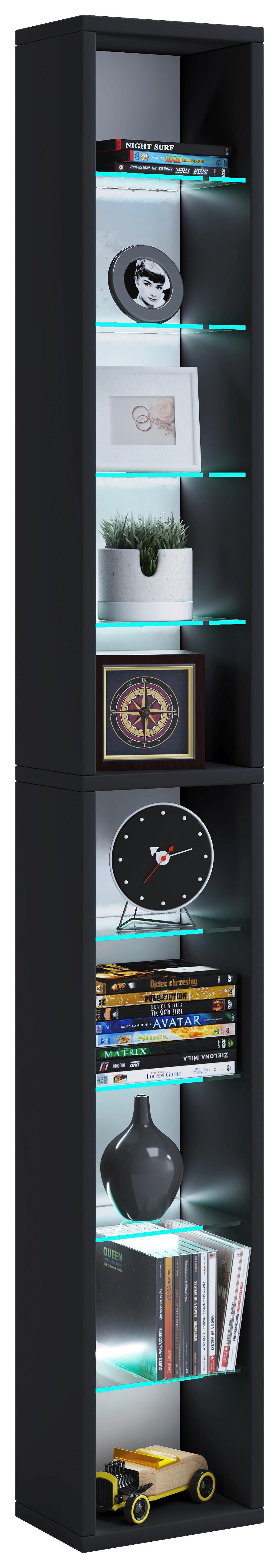 Wandregal Rasito Schwarz B: 21 Cm - Schwarz, Design, Glas/Holzwerkstoff (21/152/14cm) - MID.YOU