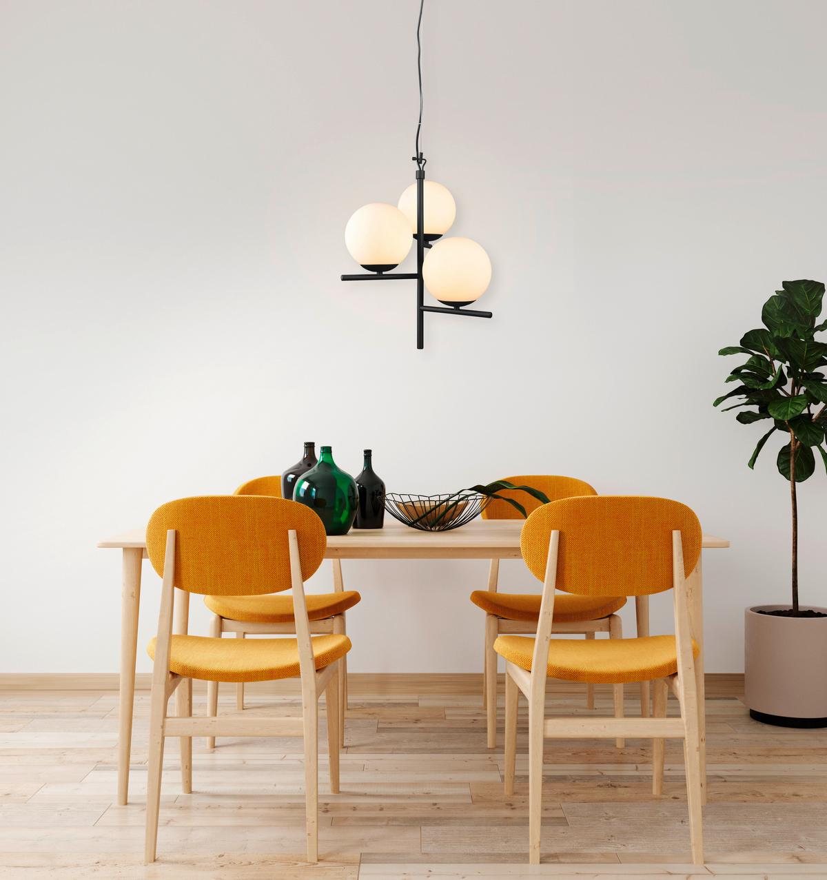 Hängeleuchte Pure H: 150 cm 3-Flammig, Anthrazit/Weiß - Anthrazit/Weiß, Basics, Glas/Metall (40/150cm) - Trio Leuchten
