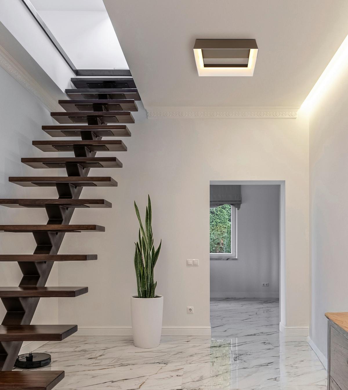 LED-Deckenleuchte 3000k, Warmweiß - Braun/Weiß, Design, Kunststoff/Metall (26/24/7,5cm) - Globo