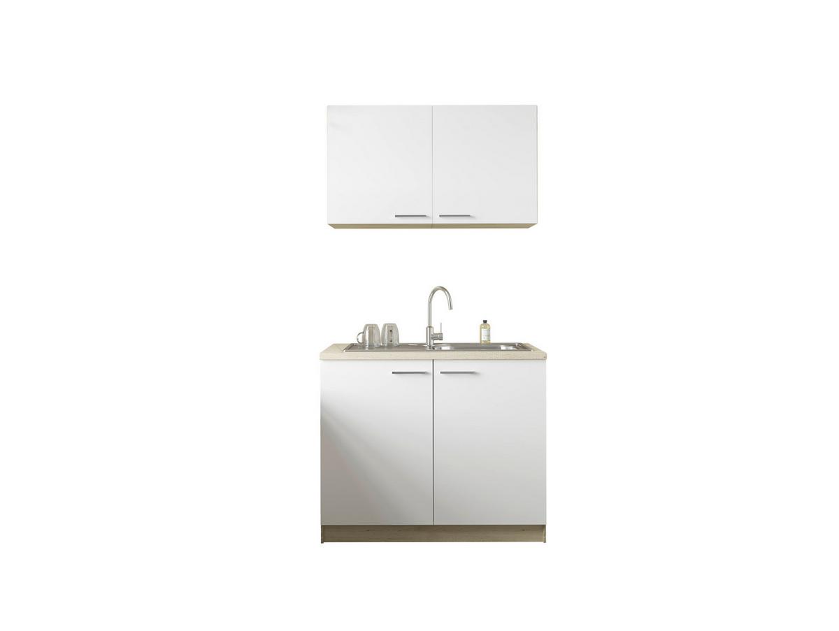 MINIKÜCHE Merle Weiß/Eiche Dekor B:100cm - Eichefarben/Weiß, Basics, Holzwerkstoff (100cm) - Respekta
