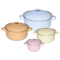 Riess Kochtopfset 8--teilig. Eisen Induktion 4 Deckel - Gelb/Goldfarben, Basics, Metall (38/29/28,5cm) - Riess