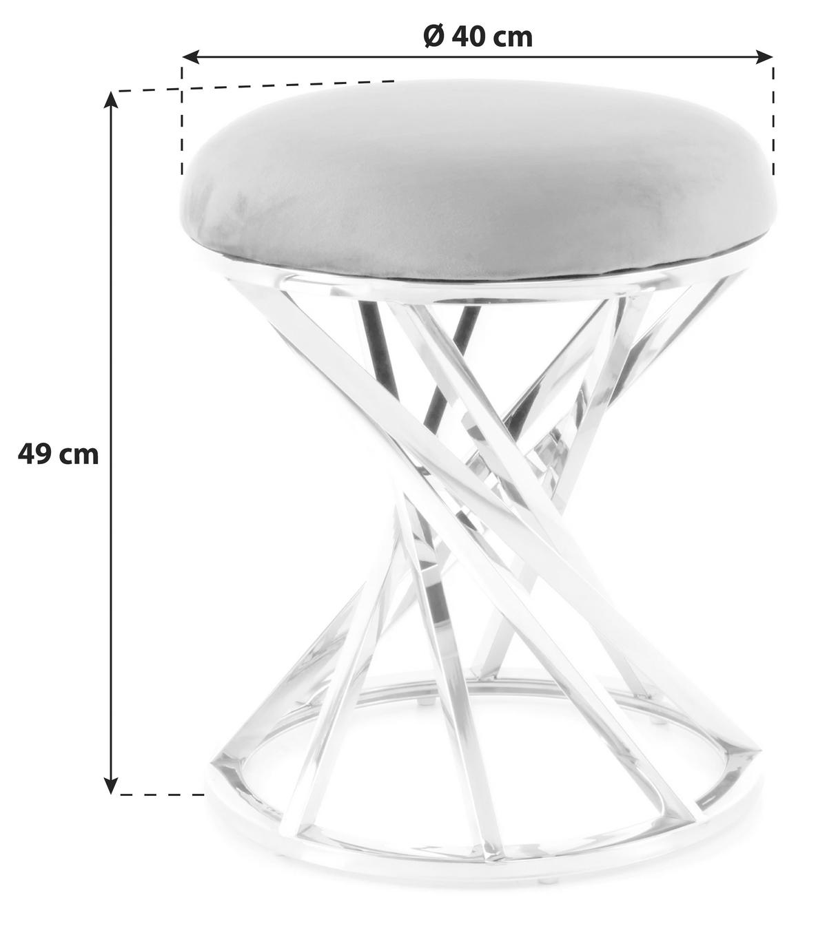 Hocker Golden Samt/Edelstahl Sitz Gepolstert H: 49cm - Goldfarben/Grün, Trend, Textil/Metall (40/49/40cm) - Kayoom