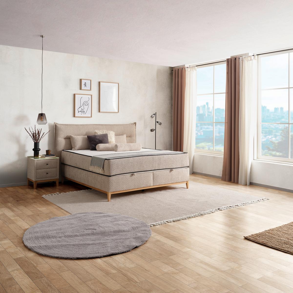 Boxbett Smile inkl. Matratze 160x200 - Creme, KONVENTIONELL, Holz/Holzwerkstoff (160/200cm) - James Wood