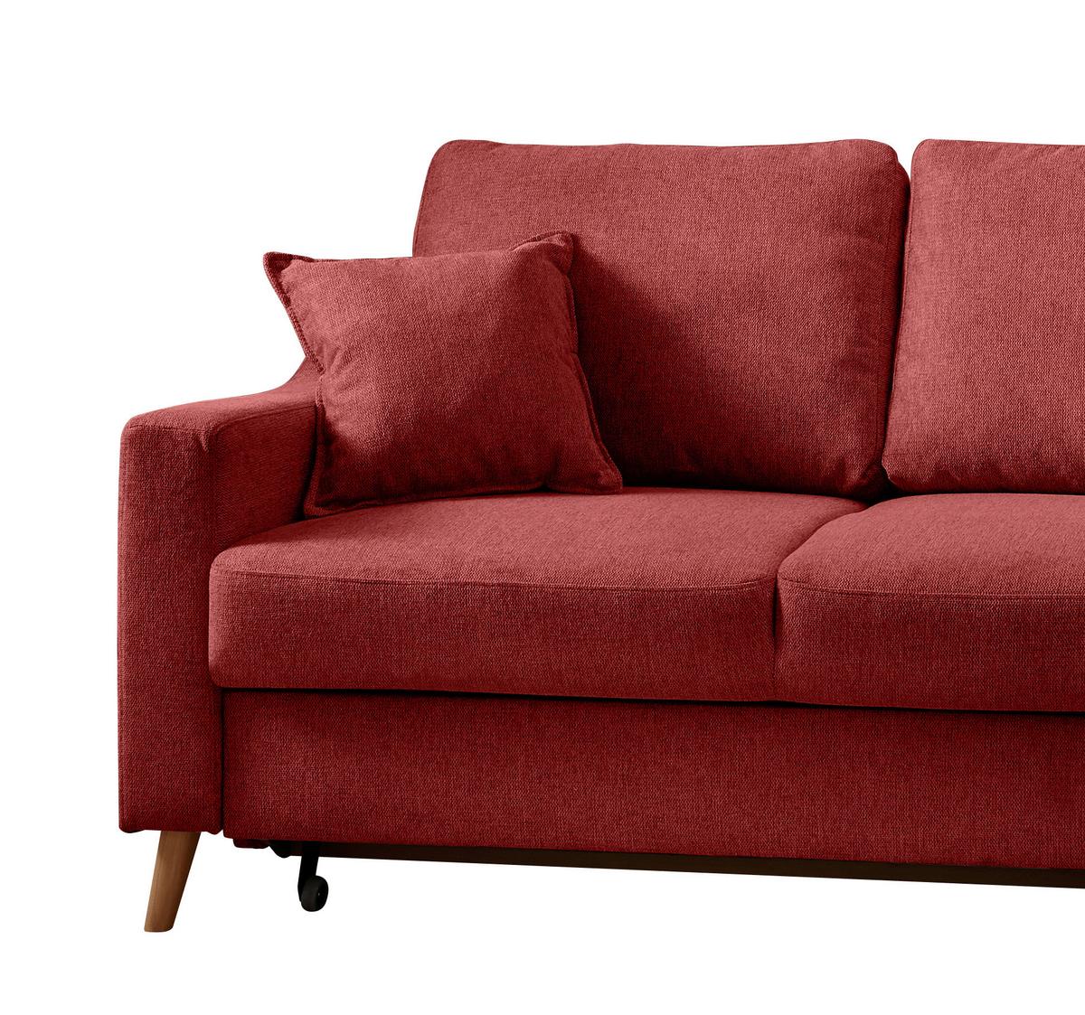 Ecksofa Valentina Rot S: 230x200 Cm - Rot/Naturfarben, MODERN, Textil (230/200cm) - Livetastic