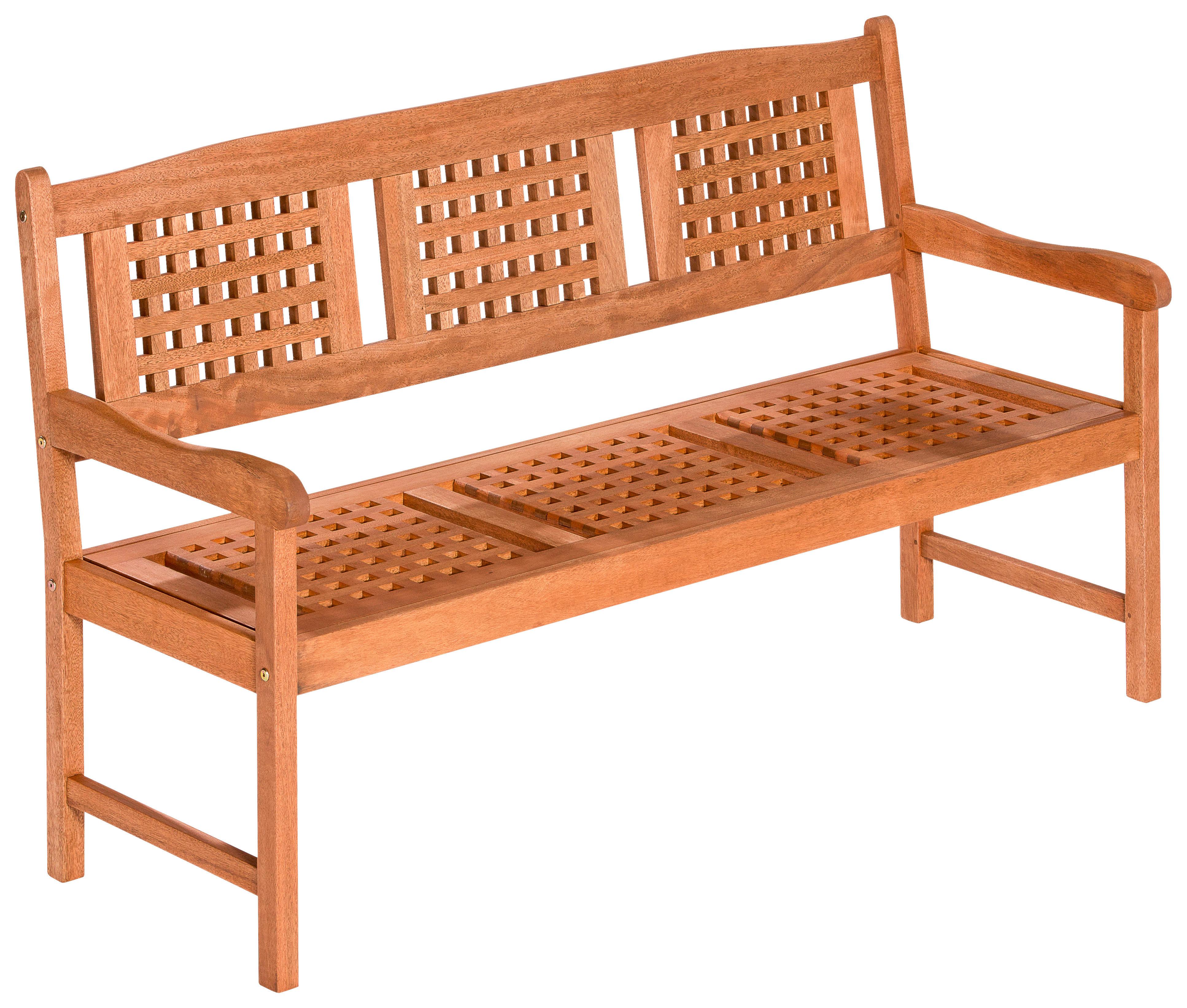 Gartenbank Echtholz 3-Sitzer Lima mit Rückenlehne - Naturfarben, Basics, Holz (157/90/58cm) - Gardenson