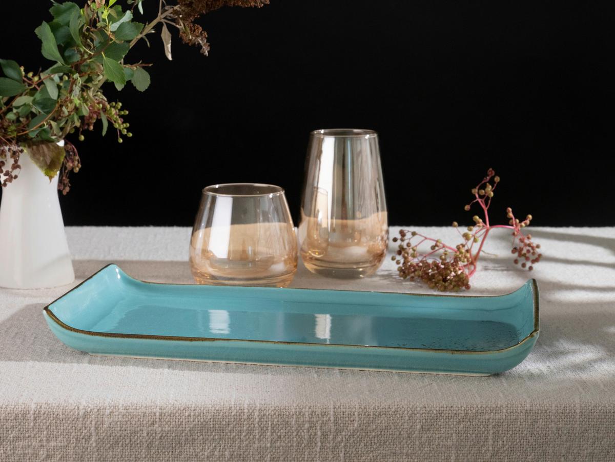 SERVIERPLATTEN-SET 33013 NATURE COLLECTION - Türkis, Trend, Keramik (16,5/33cm) - Creatable