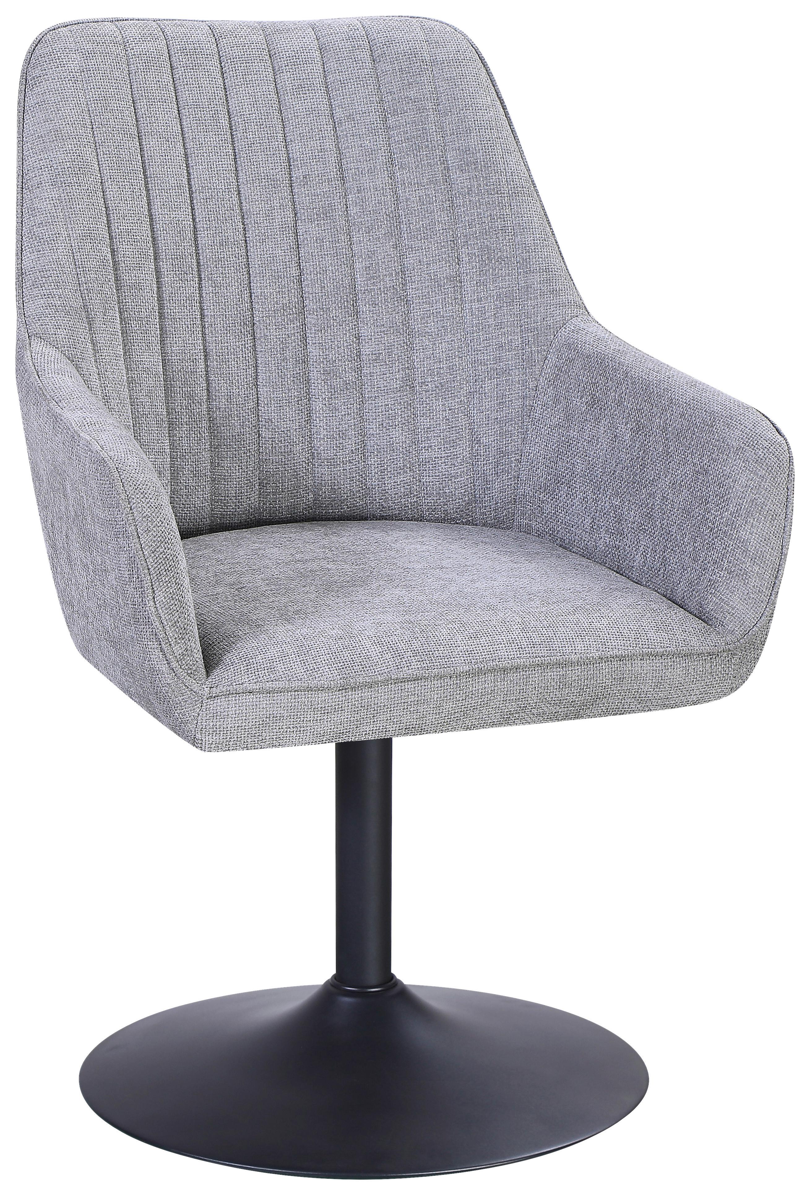 Armlehnstuhl Dany Leinenoptik Grau - Schwarz/Grau, MODERN, Textil/Metall (61/90/61cm) - MID.YOU