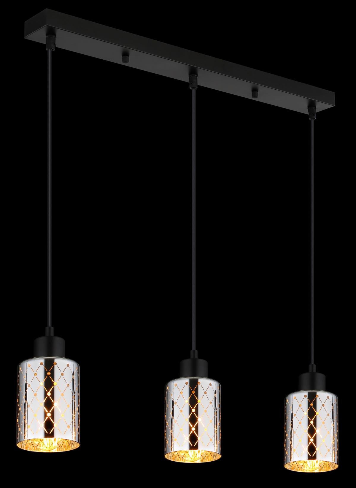 HÄNGELEUCHTE Exkl. 3xE27 40W - Klar/Chromfarben, Basics, Glas/Kunststoff (59/9/120cm) - Globo