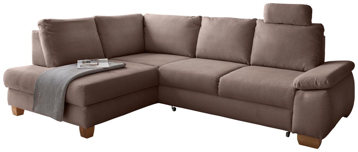 Eckschlafsofa Positano Graubraun S: 206x261 Cm - Wildeiche/Graubraun, MODERN, Textil (206/261cm) - Livetastic