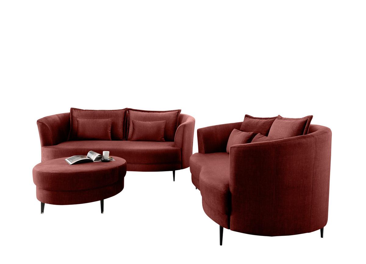 Hocker Pistaccio Koralle Velours, D: 80 Cm - Koralle/Schwarz, MODERN, Textil (80/43cm) - Livetastic