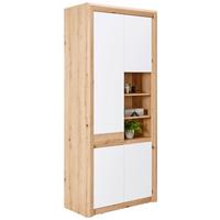 Schuhschrank Kashmir New Weiß/ Eiche Dekor 3-Türig B: 84 cm - Eichefarben/Weiß, MODERN, Holzwerkstoff (84/192/41cm) - James Wood