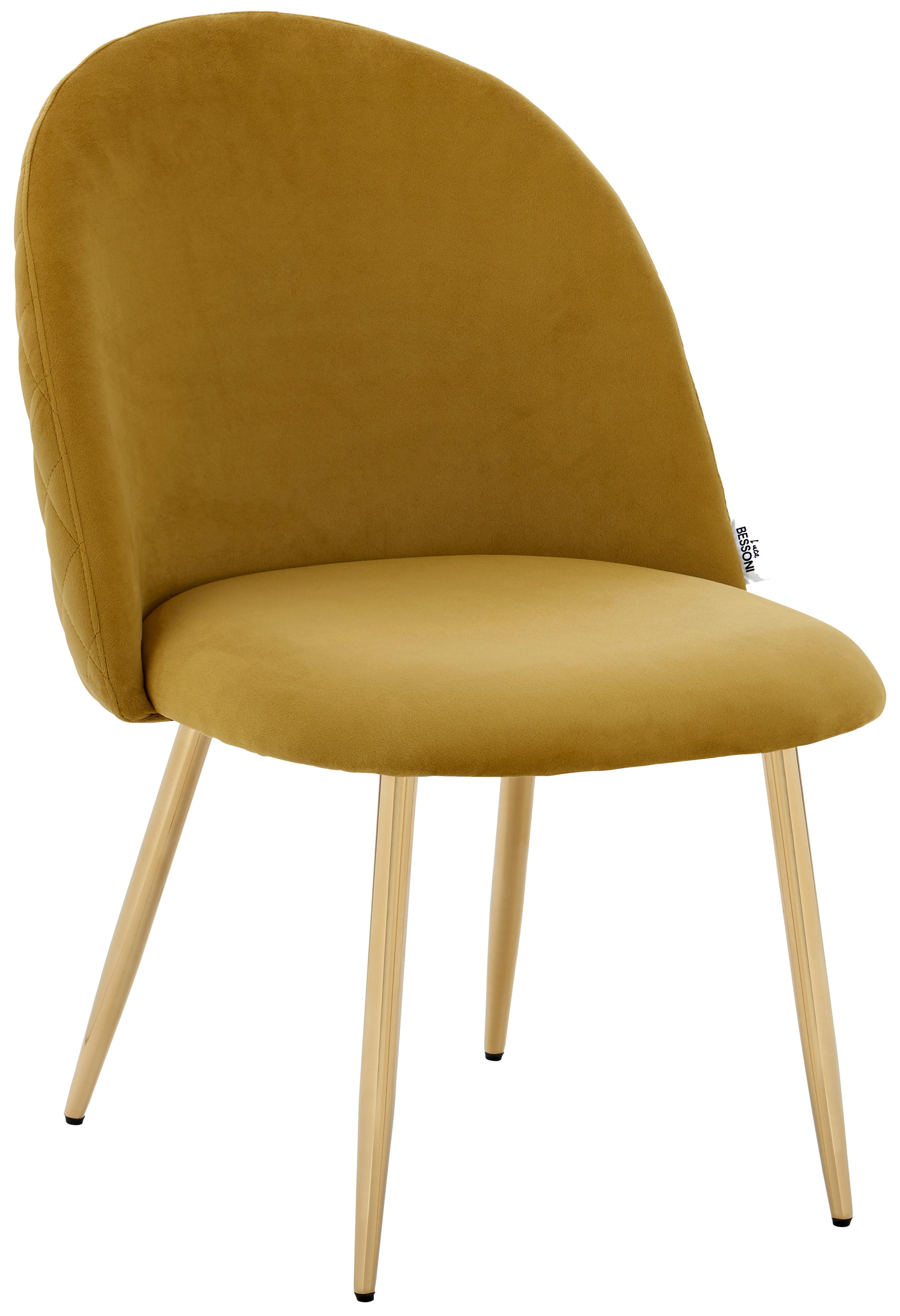 Polsterstuhl Artdeco Dunkelgelb, Beine Gold - Goldfarben/Dunkelgelb, MODERN, Textil/Metall (51/79/58cm) - MID.YOU