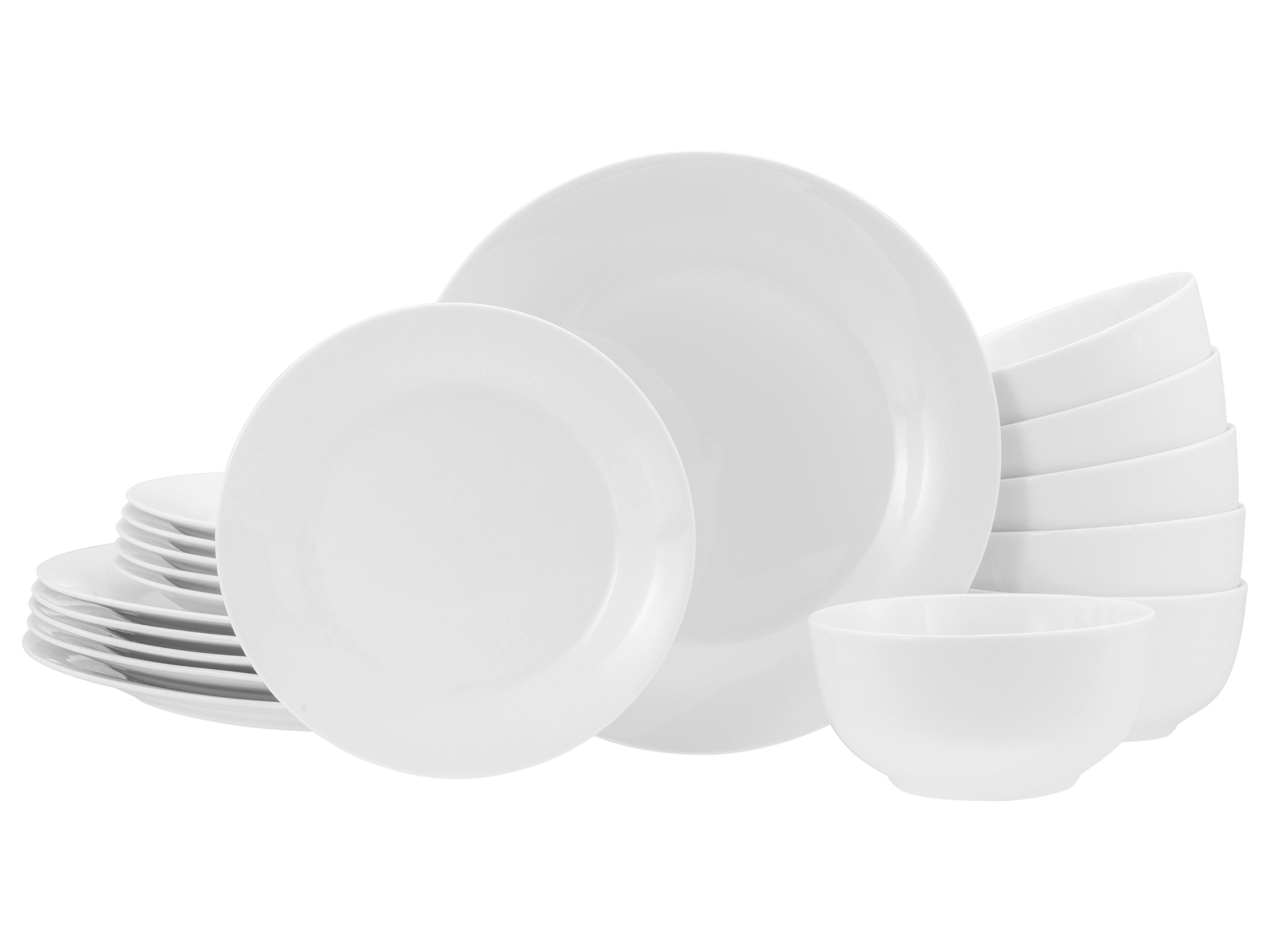 TAFELSERVICE Porzellan, Weiß, 18-teilig - Weiß, Basics, Keramik - Creatable