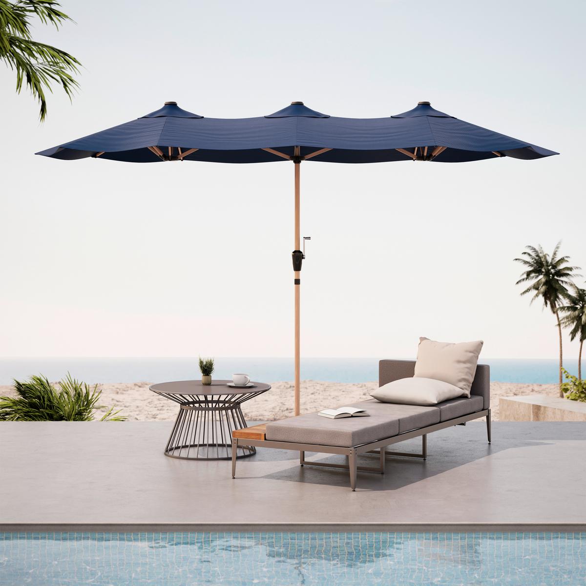 SLUNEČNÍK NATI - přírodní barvy/antracitová, Basics, kov/textil (200/245/400cm)