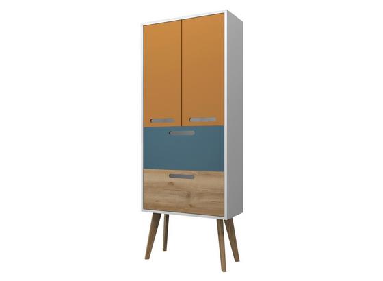Midischrank Malmö 60 cm Weiß/ Mehrfärbig - Blau/Currygelb, Basics, Holzwerkstoff (60/149/35cm) Midischrank Malmö 60 cm Weiß/ Mehrfärbig - Blau/Currygelb, Basics, Holzwerkstoff (60/149/35cm)
