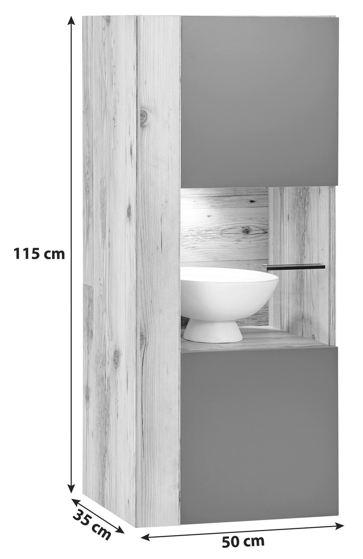 ZÁVĚSNÁ VITRÍNA HENRY - Moderní, kompozitní dřevo/plast (50/115/35cm)