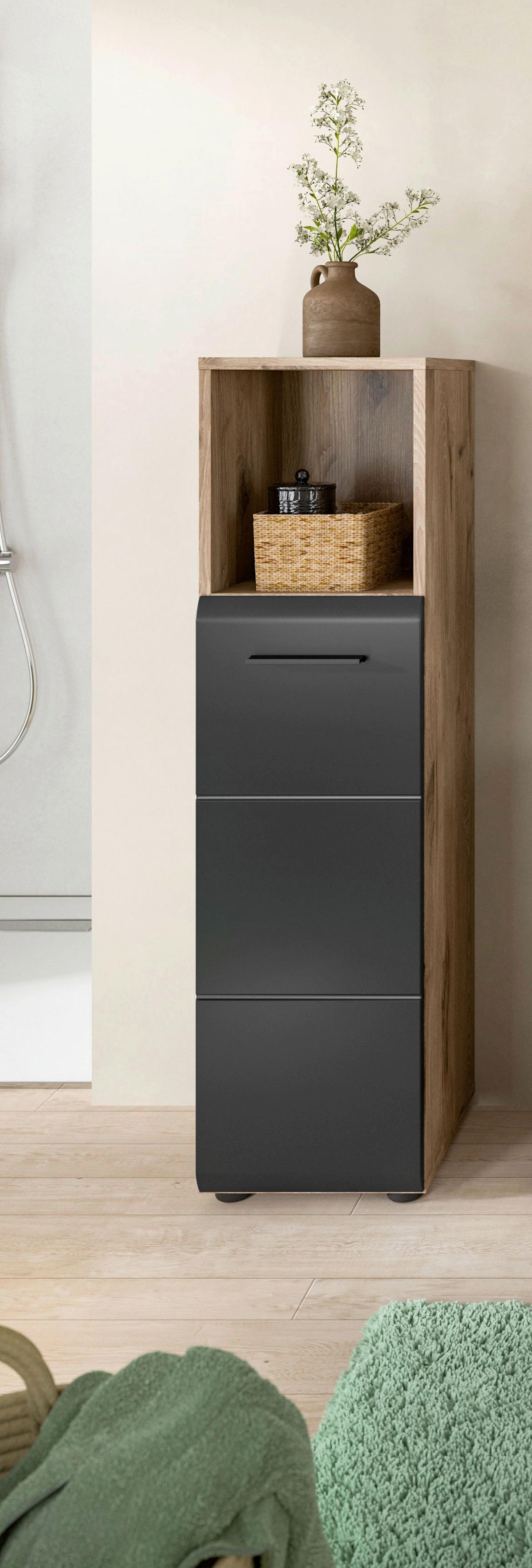 Midischrank Ice Schwarz/Eiche Dekor B: 30cm - Eiche dunkel/Schwarz, Basics, Holzwerkstoff (30/110/30cm) - MID.YOU