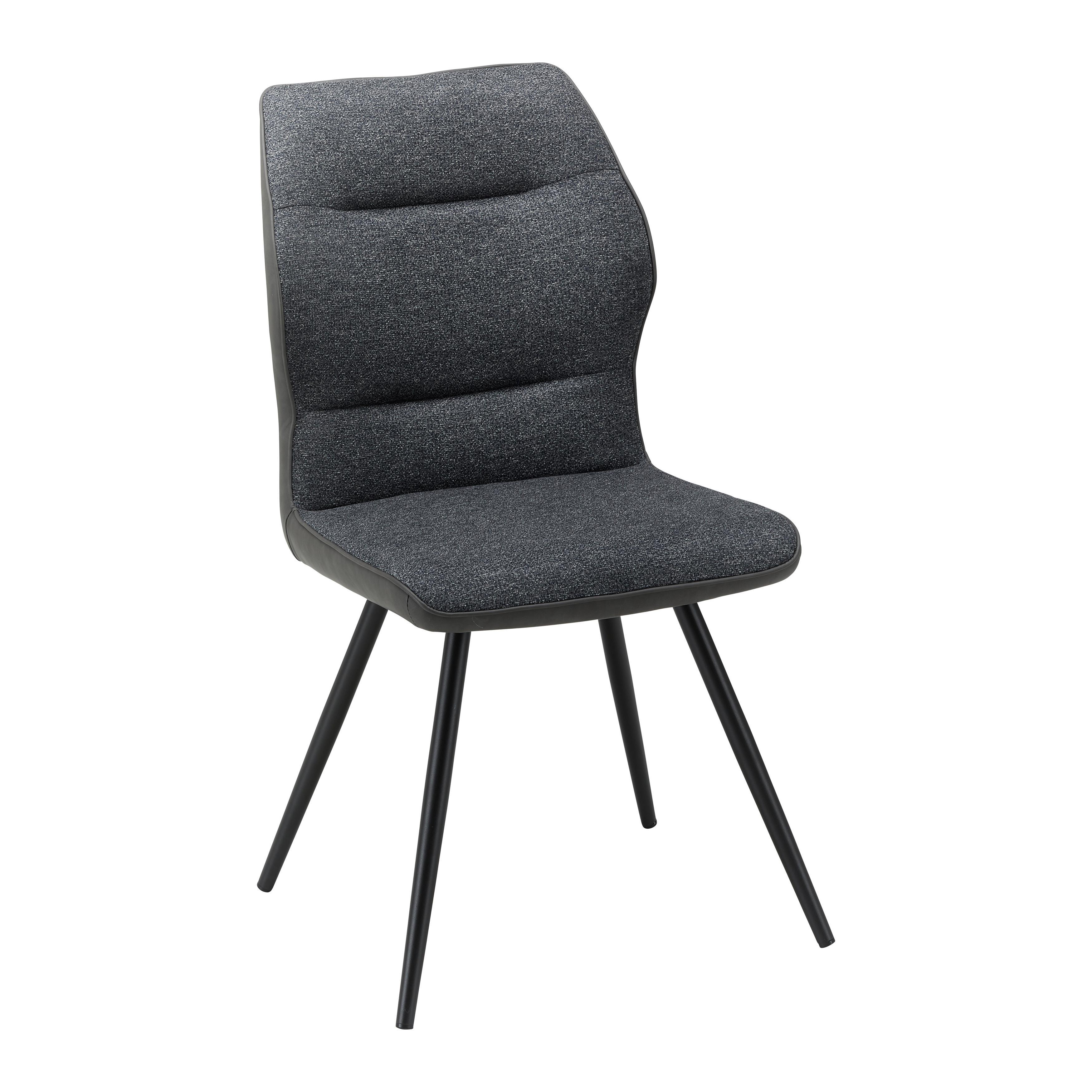 Jedálenská stolička Eva tmavosivá - čierna/tmavosivá, Modern, kov/drevo (49/91/59cm) - Bessagi Home