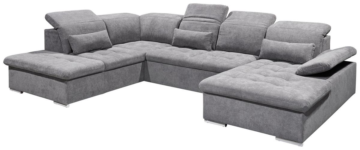 Sedací souprava WAYNE U - šedá/barvy stříbra, Konvenční, textil/plast (240/340/188cm) - MID.YOU