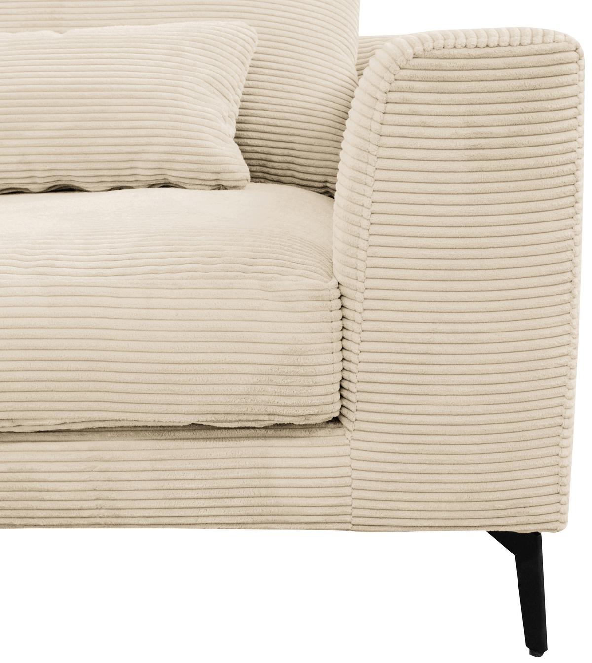 Ecksofa Berlin Cord Creme 172x313 cm - Creme/Schwarz, Design, Textil (172/313cm) - Livetastic