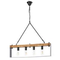 Hängeleuchte 5046/S4 - Schwarz/Braun, Natur, Holz/Metall (80/8/100cm)