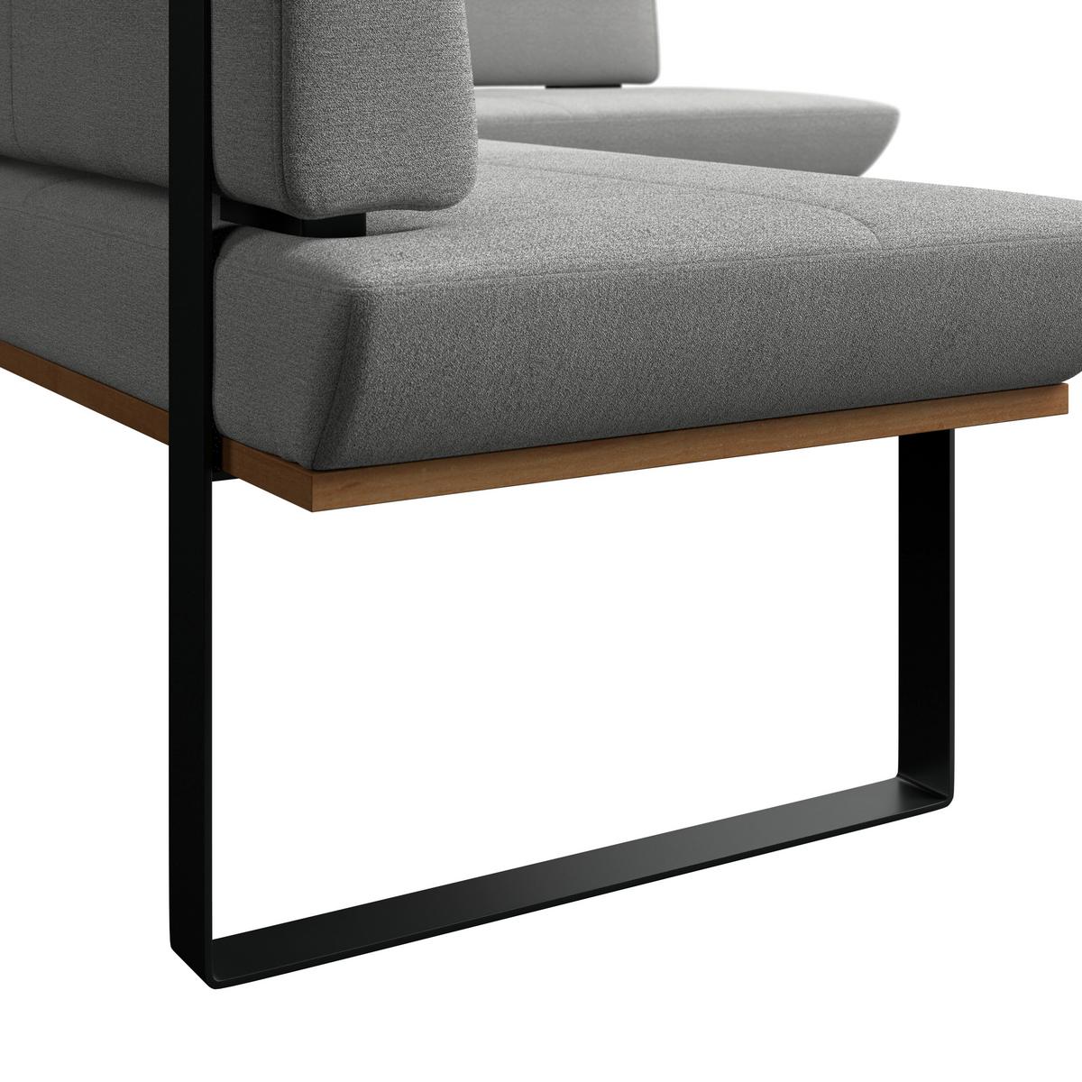 Eckbank Tristan Webstoff hellgrau, S:225x175cm - Hellgrau/Schwarz, MODERN, Holz/Textil (225/175cm) - James Wood