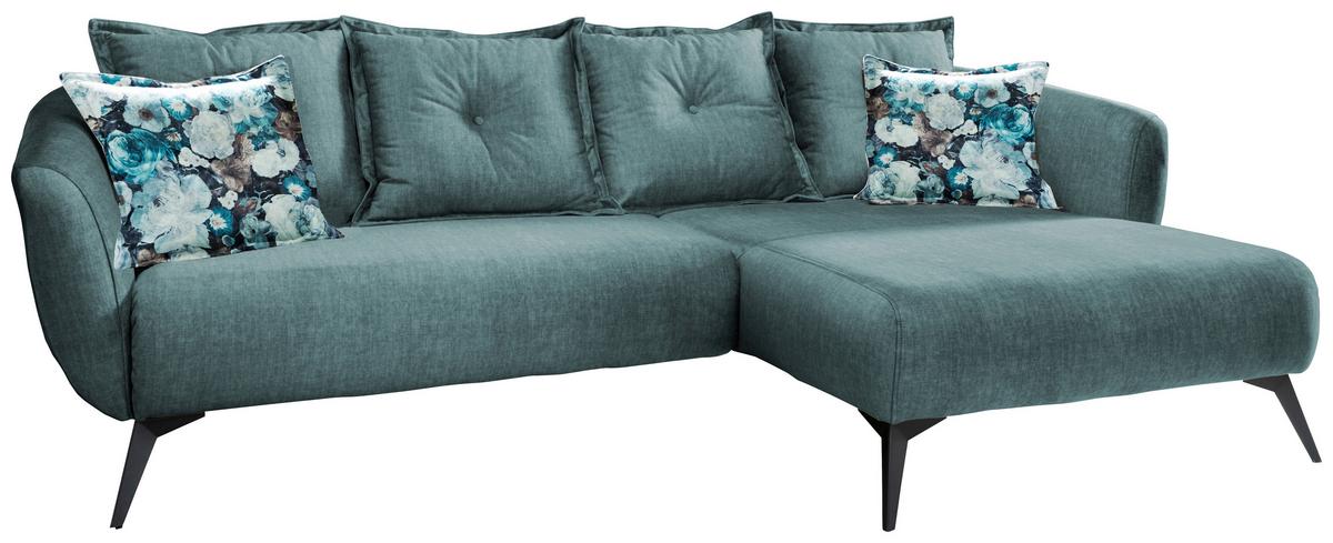 Ecksofa Baggio Mit Kissen Textil Blau/grün - Blau/Multicolor, MODERN, Holz/Textil (277/162cm) - Livetastic